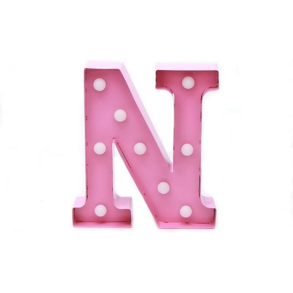 Home by Jackie Inc Decorative Pink Vintage Rustic Metal Hanging Light up LED Letter “N”