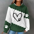 thumbnail image 2 of Hooded Sweatshirt for Womens Cute Dog Paw Heart Print Hoodies with Front Pocket Sweatshirts Color Matching Waffle Knitted Long Sleeve Hooded Sweatshirts, 2 of 4