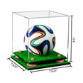 thumbnail image 2 of Clear Acrylic Mini - Miniature (not Full Size) Soccer Ball Display Case with Pink Risers and Turf Base (A015-PNR), 2 of 2