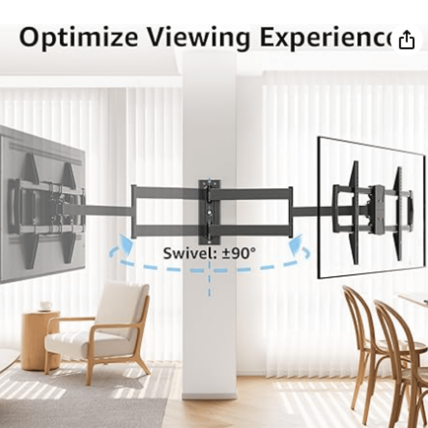 Corner TV Wall Mount for Most 42-75 Inch TVs with 32” Long Extension, Long Arm TV Mount, Full Motion TVs Mount Swivel Articulating Mounts, MAX VESA 600x400mm, Holds up to 99 lbs MU0076