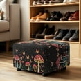 thumbnail image 4 of Xoenoiee Mushroom Butterfly Flower Print Ottoman Cover Stretch Soft Fabric Slipcover Rectangle Footrest Washable Sofa Slipcovers Removable Stool Cover Footstool Protector Covers, L, 4 of 7