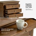 thumbnail image 5 of Tina's Home Farmhouse Walnut Soild wood End Tables Set of 2 with Charging Station, 3 Drawer Side Table with Pull-Out Tray for Living Room, Small Spaces, 5 of 8