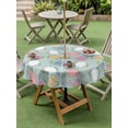 thumbnail image 3 of Easter Bunny Outdoor Tablecloth - 60 Inch Round Dining Table Cover, Colorful Eggs Spring Leaves Daisy Blue Waterproof Outdoor Table Cloth with Umbrella Hole & Zipper for Picnic/Patio/Party, 3 of 7