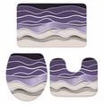 thumbnail image 2 of Purple Ripple Bathroom Rugs Set Purple Gradient Non Slip Absorbent Soft Bath Mats 3 Piece Set with Bathroom Rug, U-Shaped Floor Mat, Toilet Seat Cover Small Size, 2 of 9