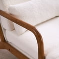 thumbnail image 4 of High Back Solid Wood Armrest Backrest Iron Frame Teddy Velvet Indoor Leisure Chair Off-White, 4 of 9