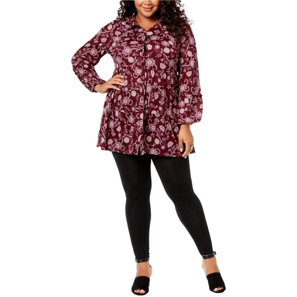 Style & Co. Blusa con botones a capas para mujer, Púrpura, 0X