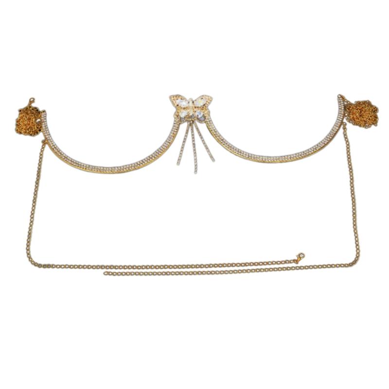 JZROCKER Butterfly Rhinestone Chest Bracket Bra Chain Body Jewelry Rhinestone Body Chain