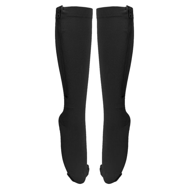 1 Paire 15-20 mmHg à Bout Fermé avec Fermeture Éclair, Bas de Compression pour Femmes, Bas de Compression Jusqu'au Genou