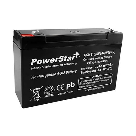 PowerStar 6V 10Ah AGM SLA Battery replaces Interstate SLA0955