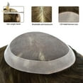 thumbnail image 3 of Lyrical Hair Toupee for Men Fine Mono Mens Toupee Human Hair Replacement Systems Monofilament with NPU Hairpiece for Man Black Brown Blonde Gray Hair Wig Unit, 3 of 6