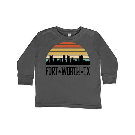 

Inktastic Fort Worth Texas Skyline Retro Gift Toddler Boy or Toddler Girl Long Sleeve T-Shirt