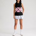 thumbnail image 5 of Womens Golf Shirt Printed Sleeveless Golf Tank Collared Zip Up Tennis Shirts Quick Dry Polyester Athletic Tops for Court Black L, 5 of 6