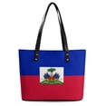 thumbnail image 2 of Haiti Flag Woman Leather Handbags Large Tote Bag Fashion Portable Handbags With Zipper, 2 of 7