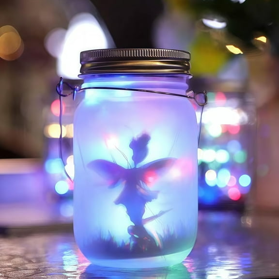 Three Patterns Solar Fairy Lantern - Frosted Glass Jar with LED Lights for Outdoor Decor