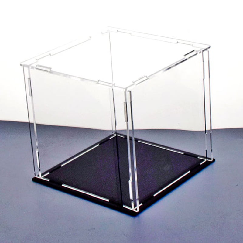 30cm Perspex Acrylic Display Case H Box Plastic Base Dustproof Figure Tro YM6K 