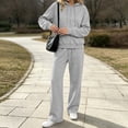 thumbnail image 5 of Women Hoodie Dqueduo Women's Fashion Solid Color Long Sleeve Hooded Zip Up Top And Elastic Waist Pocket Pants Set, Sizes S-XXXL, 5 of 8
