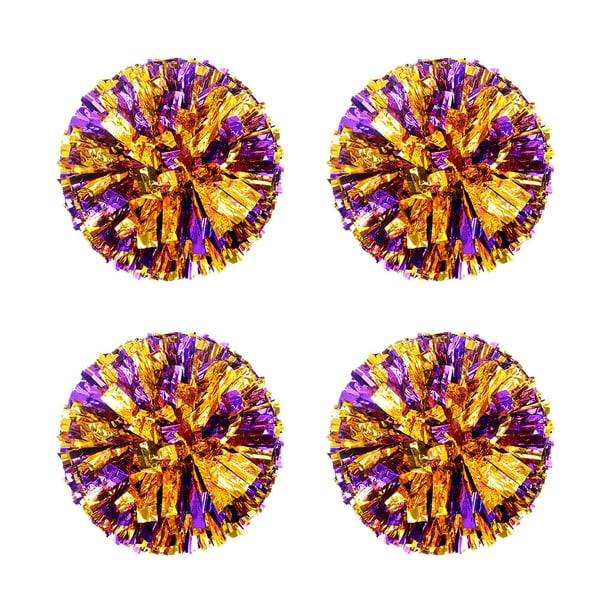 Advancent 4 unids/set destacan con pompones de porristas de mano, pompones de porrista no tóxicos y duraderos Animadoras Oro mixto morado