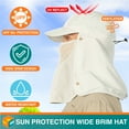 thumbnail image 3 of SUN CUBE Fishing Sun Hat with Neck Flap for Men Women UPF 50+ UV Protection Head Cover, Outdoor Bush Bucket Cap with Face Covering for Hiking Running Mowing Farming, Cream, 3 of 9