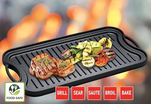 EUROSTAR CIG20 Reversible Cast Iron Grill Griddle Pan