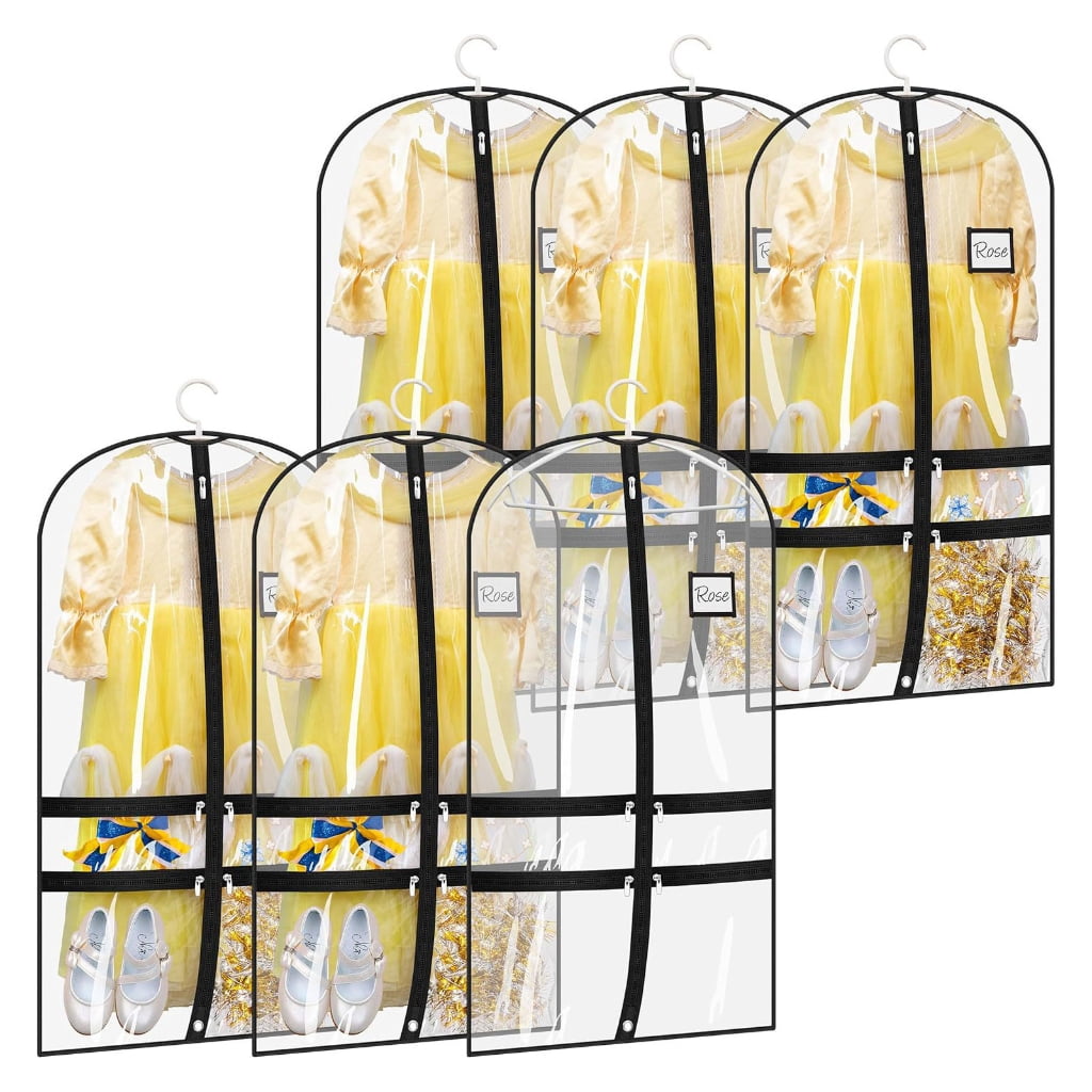 lanema PVC Dance Dress Bag Clear Garments Bag Dust Sleeves with 4Zipper Pocket Name Pocket for Dance Attire Hangings Clothes