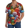 thumbnail image 3 of KLL Easter Eggs Print Men's Shirt Short Sleeve Button Down Summer Cuba Beach Shirts- Small, 3 of 7
