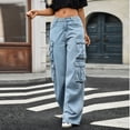 thumbnail image 5 of Byworldtasic Womens Jeans Baggy Cargo Pants for Women Wide Leg Jeans Y2k Hip Hop High Waisted Pants Casual Streetwear Grunge Trousers, 5 of 8