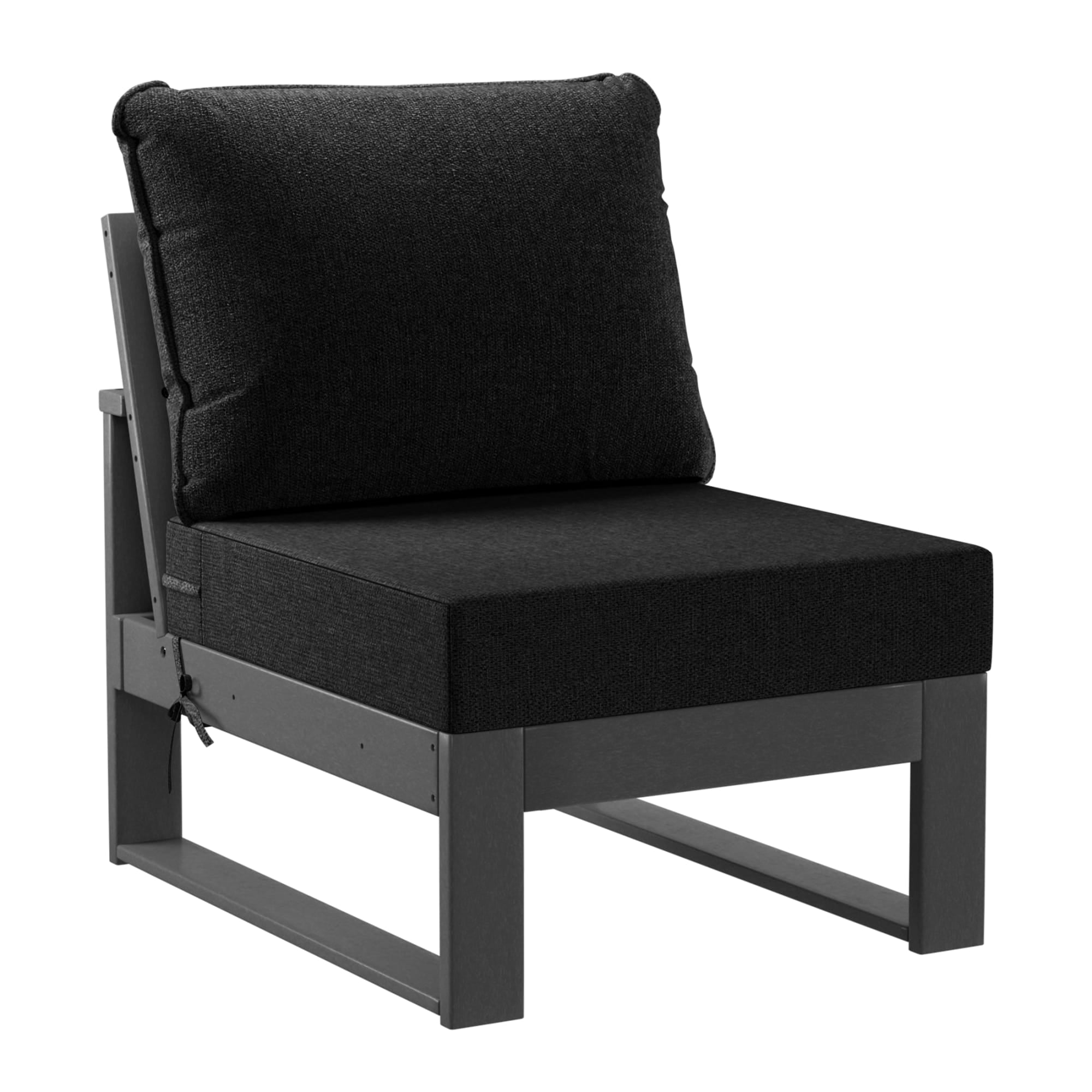 WestinTrends Montara Outdoor 4-Piece HDPE L-Shaped Modular Patio Sofa Furniture Set, Gray/Black