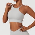 thumbnail image 3 of Sujetador deportivo de secado rápido con cuello halter ahueca hacia fuera cómodo suave sujetador de entrenamiento de alto impacto para mujer gris 14 XL, 3 of 8