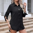 thumbnail image 2 of ShomPort Women's Chiffon Shirts Dressy Solid Color Long Sleeve Lapel Button Down Business Blouses, 2 of 2