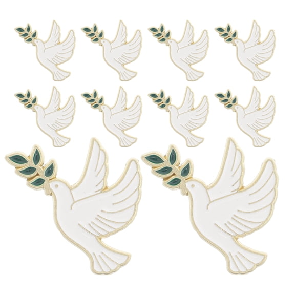 Raindrops White Zinc Alloy Peace Bird Brooch Pin for Suits, Elegant Design, Set