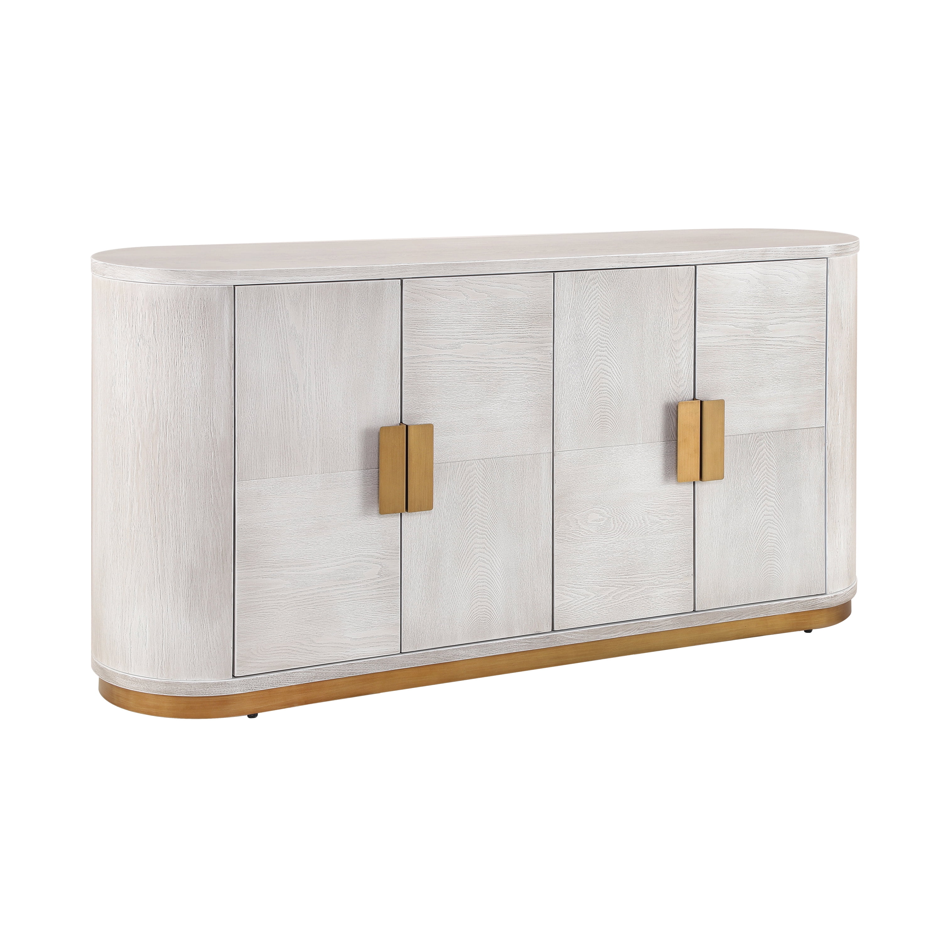 Euroco 58.3" Large Buffet Sideboard Cabinet with Storage, Modern Coffee Bar Wine Bar Storage Cabinet with 4 Doors & Adjustabel Shelves for Dining Room, Living Room, Hallway,White+Gray