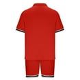 thumbnail image 6 of Virmaxy Mens Trendy Outfits 2-Piece Set Cardigan Set Slim Knit Short Sleeve Lapel Shorts Set Top Shorts Two Piece Set Funky Comfort Short Sleeve Lapel Set Red M, 6 of 6