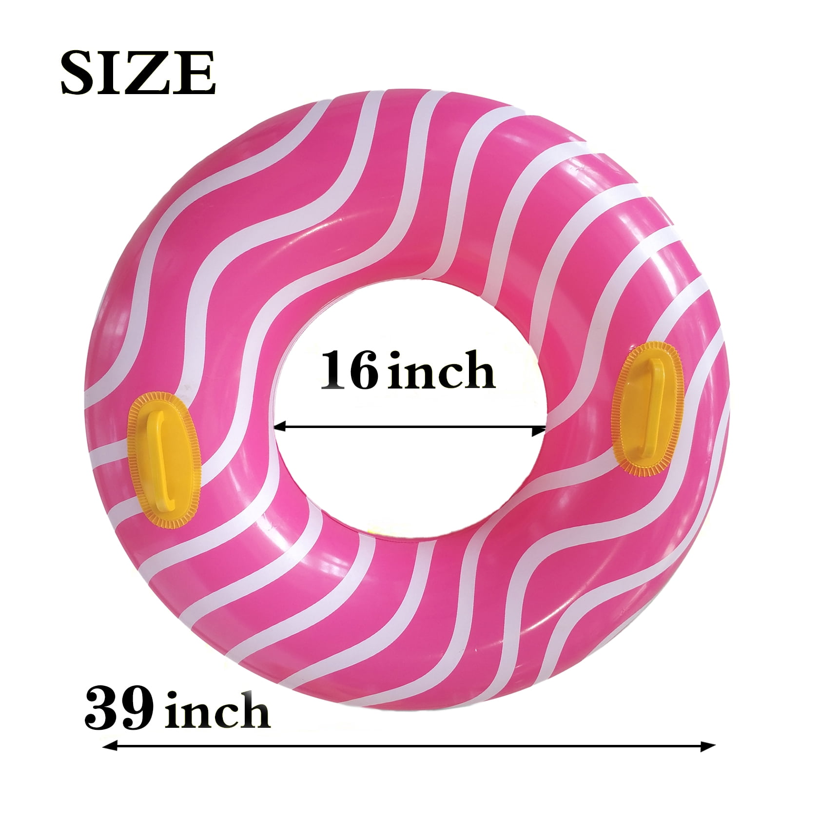 10Leccion Inflatable Pool Tubes with Handles, Pink Pool Floaties for Women (39”)