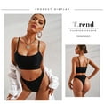 thumbnail image 5 of Women Bikini Set Solid Color Sexy Triangle Two Piece Swimsuit - Black, 5 of 6