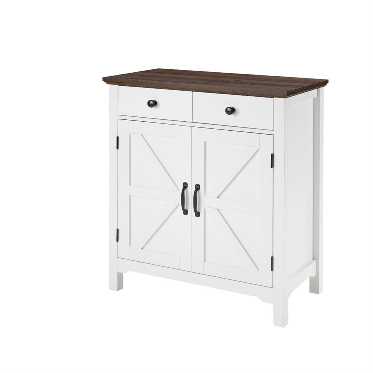 Demi Bonn Farmhouse Buffet Cabinet with Drawer and Adjustable Shelf, Storage Cabinet, Barn Door Accent Sideboard for Kitchen, Living Room, Entryway, White