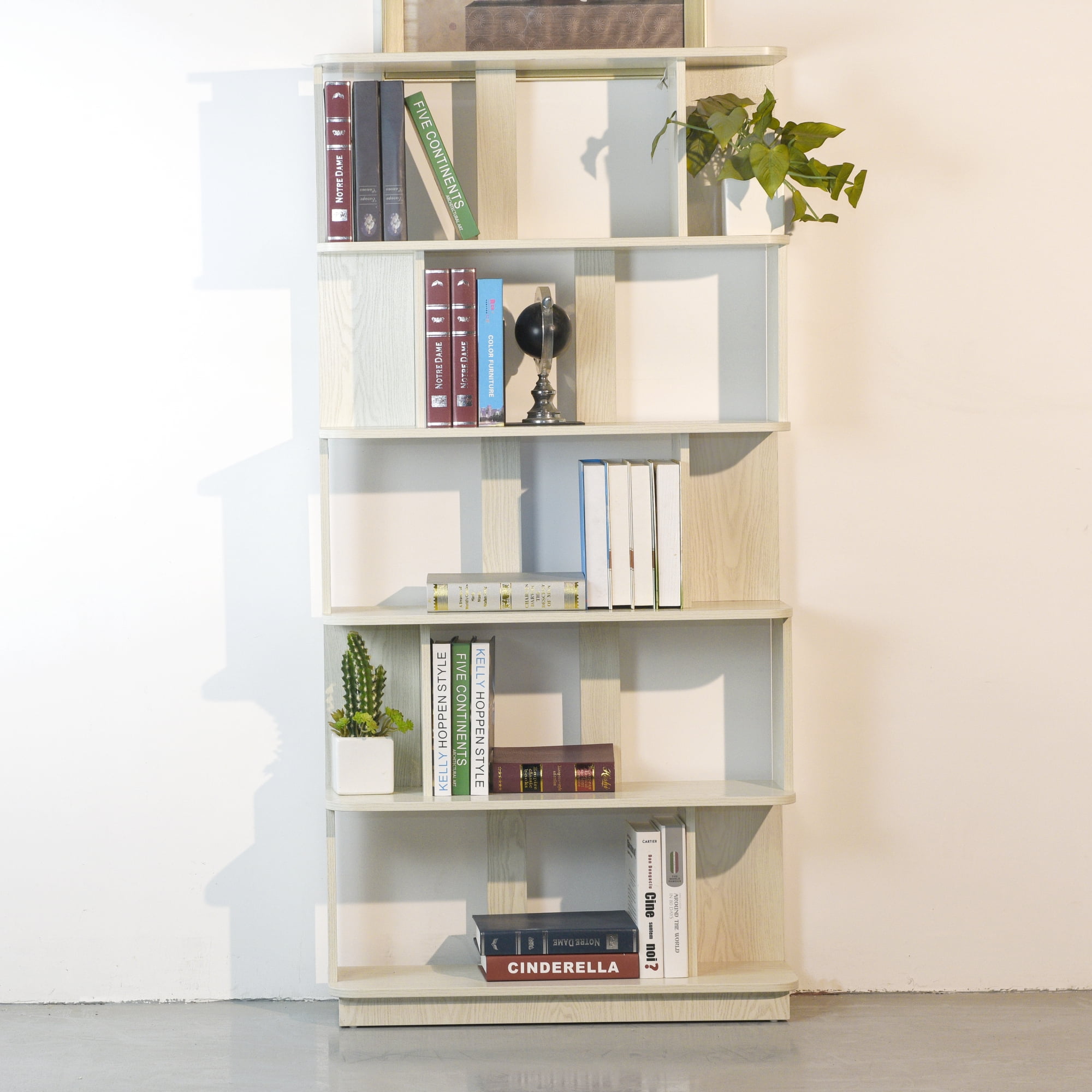 Leumius 5 Tier Open Storage Bookcase,Free Combination Bookshelf,Wood Display Shelving for Living Room Home Office Bedroom Decor Organizer,31.5" L x 64.56" H,White