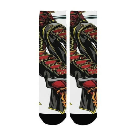 

Japanese Decor Illustration Of Oriental Martial Character With Ethnic Dress Standing And Holding Swo Women s Custom Socks (Made In USA)