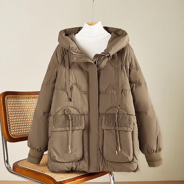 Njdvhb Parkas d'Hiver à Manches Longues pour Femmes, Veste à Capuche Décontractée à Manches Longues pour Dames