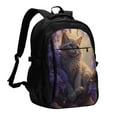 thumbnail image 1 of Fotbe Purple Flower Lazy Cat Mochila con Estampado y Puerto USB para Hombre y Mujer, Mochila Antirrobo, Mochila de Viaje, Mochila Escolar, Mochila Universitaria, 1 of 7