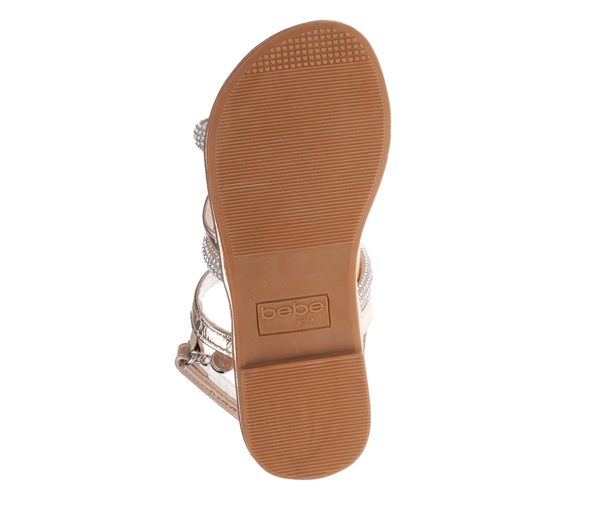 bebe Girls Sandals ? Strappy Leatherette Gladiator Sandals with Glitter Br