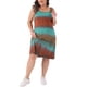 thumbnail image 2 of Vestidos de verano sin mangas de tie dye de talla grande Agnes Orinda para mujeres, vestido casual suelto tipo camiseta de playa 1X azul marrón, 2 of 6