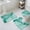 Turquoise, variant on Turquoise Marble Bath Mat 3 Piece Bathroom Rug Set, Nature Marble Stone Ripple Modern Art Non Slip Bath Rug Contour Mat and Toilet Lid Cover, Absorbent Shower Mats Soft Bath Rugs and Mats Sets