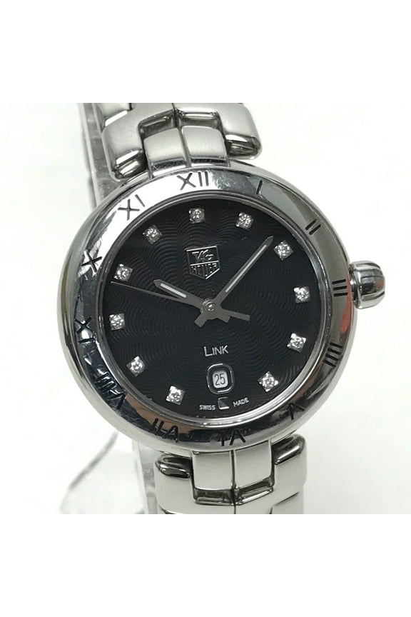Pre-Owned Tag Heuer WAT1410.BA0954 Link Quartz date Wristwatch Silver Black (Good)