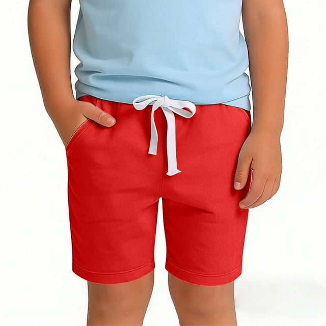 Pantalones cortos deportivos de color sólido para niños con cintura elástica para niñas, pantalones de poliéster