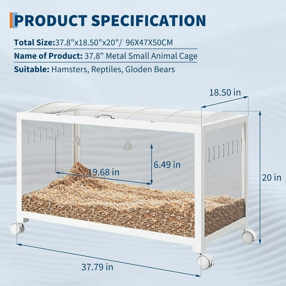 Acekid Large Hamster Cage With Acrylic Sides Metal Guinea Pig Cages Universal Wheels Chew-Proof Dual Door Stackable Cages For Guinea Pigs Gerbil White
