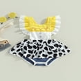 thumbnail image 2 of Bébé Filles Romper Mouche Manches Vache Motif Patchwork une Ligne Robe, 2 of 7