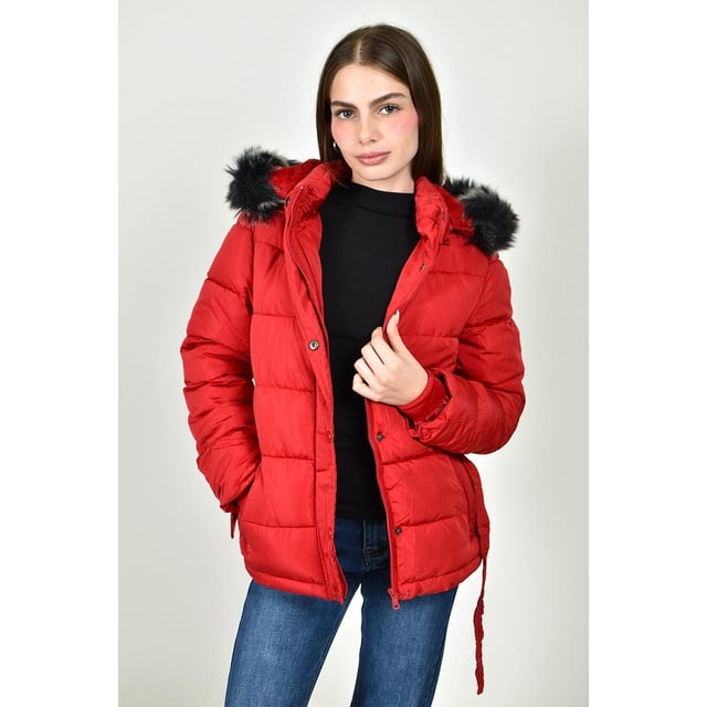 Chamarra con cinto y capucha desmontable Roman Fashion /Juvenil, 8380 (Rojo) rojo M