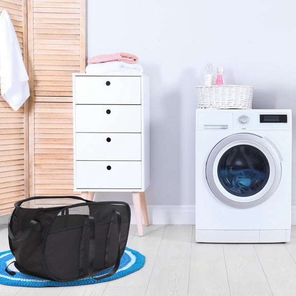 USHOBE household clothes storage basket Laundry Hamper Black Cationic Cloth Clothes Storage Travelers Home Use 1Pcs