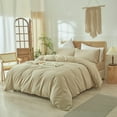 thumbnail image 2 of Washed Cotton Duvet Cover Set Linen Feel Natural Wrinkle Lightweight Comfy (King  Linen), 2 of 6