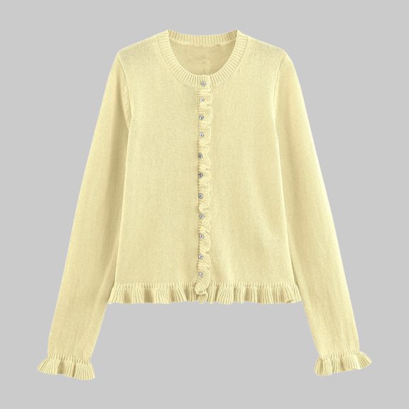 Women'S Cardigan Sweaters Knit Button Light Yellow Sweaters for Women Warm Cardigan Fall Fashion Casual Sweaters for Women